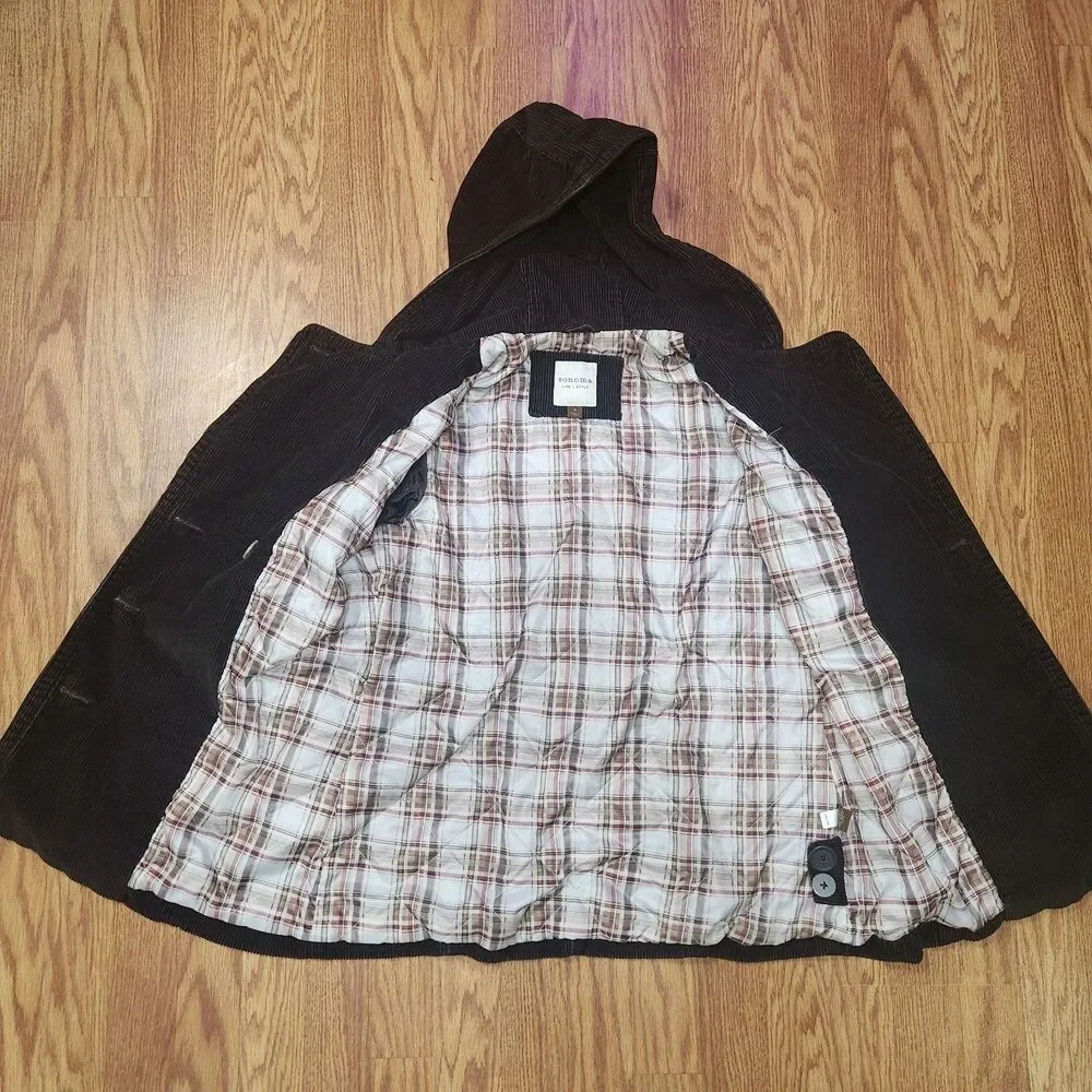 Sonoma Life+Style Corduroy Blazer Jacket Womens Size S Dark Brown Cotton Pockets - Picture 11 of 14